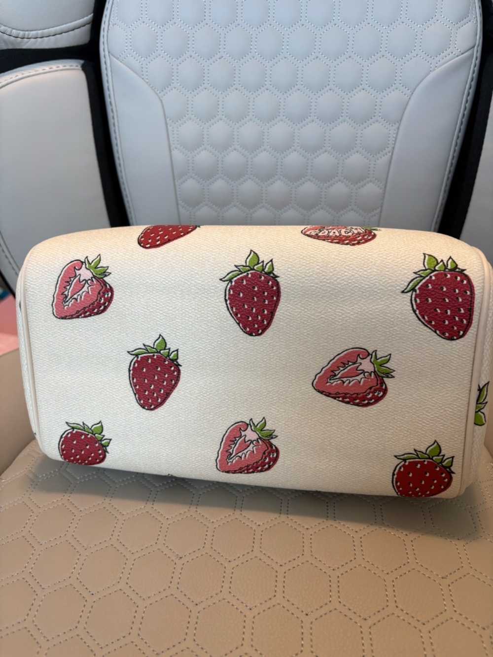 COACH Outlet Rowan Satchel in Strawberry/Chalk - Picture 5 of 16